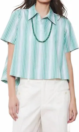 WE-AR4 Cropped Crew Shirt In Green Stripe