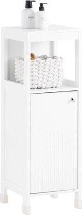 SoBuy Armario Bajo de Suelo para Baño con 1 Compartimento Abierto Mueble Columna de Baño con 1 Puerta y 2 Estantes 30 x 30 x 89 cm Blanco BZR186-W SoBuy ES