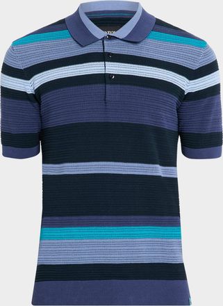 Scotch & Soda Mens Stripe Knit Classic-Fit Polo Shirt