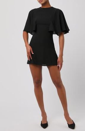 Lulus Taylor Cape Minidress in Black at Nordstrom Rack, Size X-Large