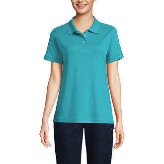 Lands End School Uniform Short Sleeve Interlock Polo Shirt in Teal Breeze at Nordstrom, Size Small