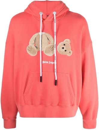 Palm Angels logo-print drawstring hoodie - men - Cotton - S - Orange