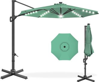 Best Choice Products 10ft 360-Degree Solar LED Lit Cantilever Patio Umbrella, Outdoor Hanging Shade