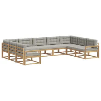 vidaXL Conjunto De Sof&aacute;s De Exterior 9 Uds. Blanco Y Gris Claro Vidaxl