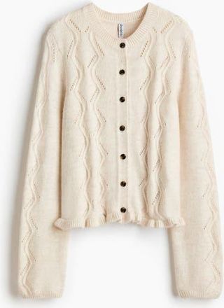 H&M Pointelle-knit Cardigan in Light Beige at Nordstrom, Size Xx-Large