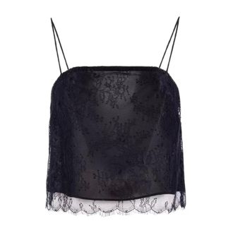 Nenette Top de encaje chantilly con tirantes finos - Tops - Mujer - Negro - XS