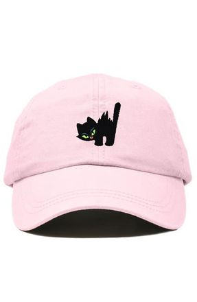 Dalix Blink Black Cat Dad Cap in Washed Pink at Nordstrom