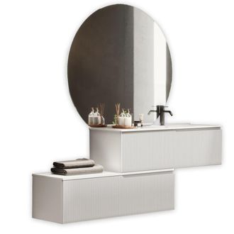 Aquadesign Mueble de ba&ntilde;o ba&ntilde;era derecha 4 piezas en mdf blanco mate