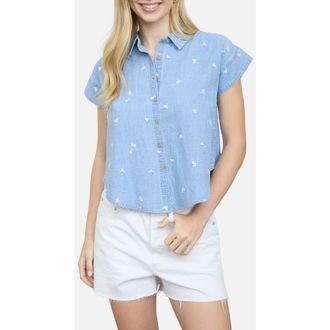 Blu Pepper Floral Chambray Button-Up Shirt at Nordstrom Rack, Size Medium