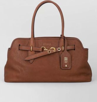 Miu Miu aventure lamb leather tote bag