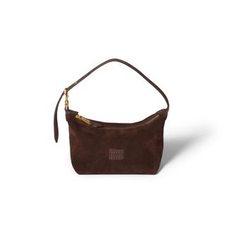 Miu Miu Spirit Suede Pouch, Woman, Dark Brown