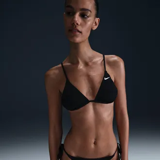 Nike Womens Swim Effortless Essential Triangle Bikini Top in Black | NESSF239-001