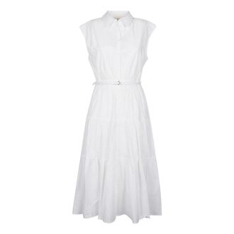 Michael Kors Shirt Dresses, female, White, Size: M Poplin Shirt Dress