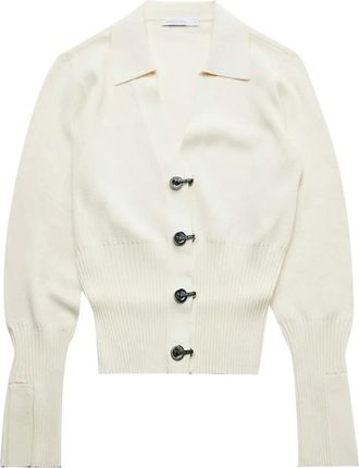 Patrizia Pepe C&aacute;rdigan de punto acanalado con cierre de barra en T - Knitwear - Mujer - Blanco - XS