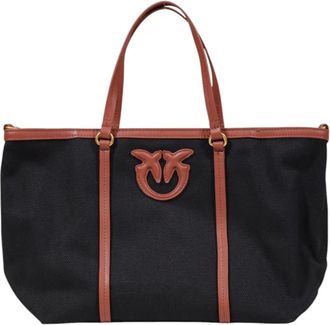 Pinko Middelgrote Dames Tas Miranda Shopper Classic - Dames - Shoppers - Zwart - ONE Size - Katoen - Tassen