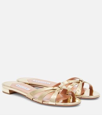 Aquazzura Womens Tati Slides In Gold