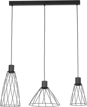Luminosa Light Designs TK Modesto L&aacute;mpara de techo colgante con estructura de alambre, color negro, 3 luces GU10