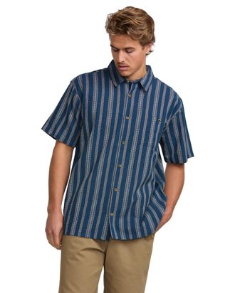 Billabong Kurzarmhemd BILLABONG Sundays Jacquard, Herren, Gr. M, US-Gr&ouml;ssen, schwarz (midnight), Obermaterial: 100% Baumwolle;, Hemden Kurzarmhemd