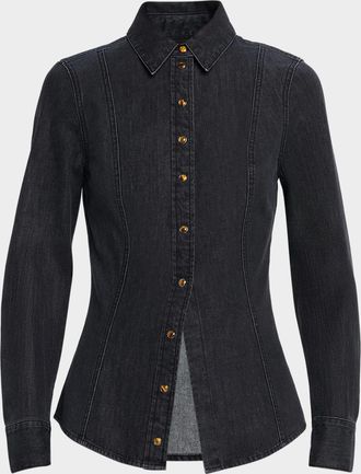 Veronica Beard Eddie Denim Button-Front Shirt