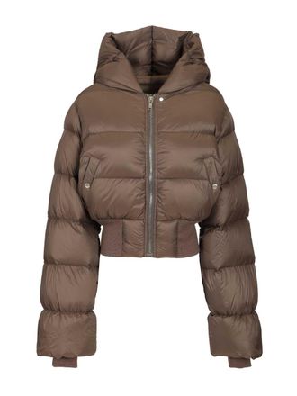 Rick Owens Quilted Nylon Down Jacket Coats Marrone-Donna