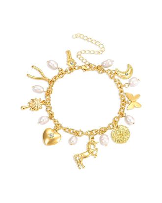 Liv Oliver 18K Plated Cz Charm Bracelet