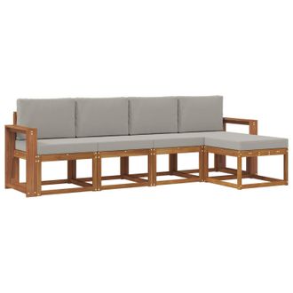 vidaXL Conjunto De Sof&aacute;s De Exterior 5 Pcs Gris Natural Y Claro Vidaxl