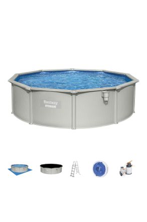 Bestway Pool SET 56384, Blau, Grau, Metall, Kunststoff, Kreise, 120 cm, Freizeit & Co, Pools & Wasserspa&szlig;, Pools, Aufstellpools
