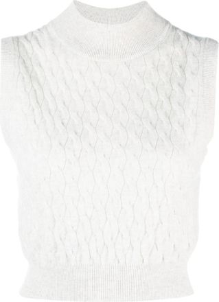 Brunello Cucinelli cable-knit cropped cashmere vest - women - Cashmere/Eco Brass - S - Grey