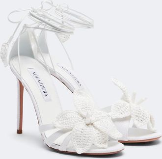 Aquazzura Calypso leather-trimmed raffia sandals