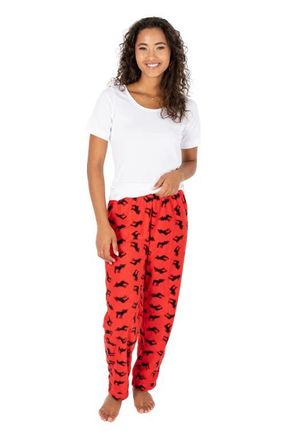 Leveret Womens Fleece Printed Holiday Pajama Pants in Moose at Nordstrom, Size X-Large
