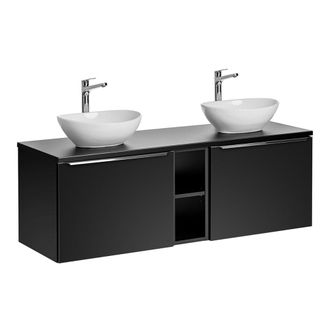 Petits Meubles Mueble lavabo doble 140cm 2 nichos tableros laminados y mdf negro