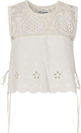 Lollys Laundry Portobelloll Top - Dames - Tops zonder mouwen - Wit - M - Katoen - Tops