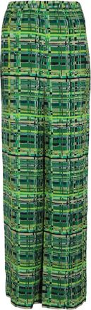 Ferragamo Womens Geo Silk Wide-Leg Pants In Green