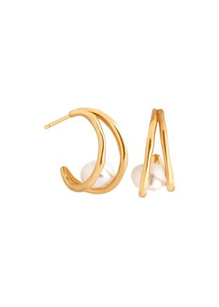Astrid & Miyu Molten Illusion Pearl 18k Gold-plated Hoop Earrings - One Size