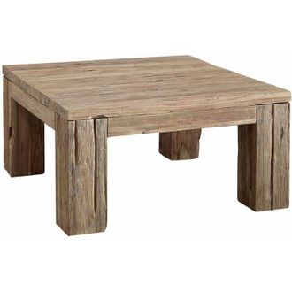 Massivmoebel24 tavolino da salotto in legno di Teak 90x90x45 naturale grezzo BASSANO 104