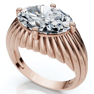 Pompeii3 Certified 3Ct Oval Diamond Pam East West Engagement Ring 14k Gold Lab Grown