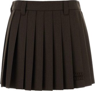 Miu Miu Chocolate Wool Mini Skirt