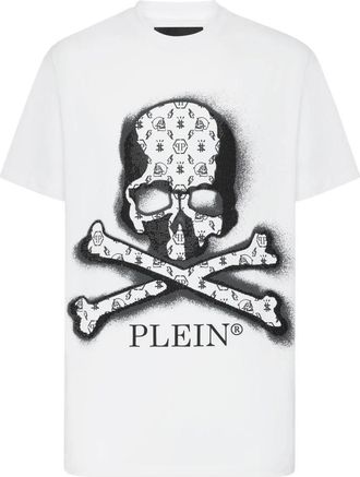 Philipp Plein T-Shirt Ronde Hals Skull - Heren - T-shirts - Wit - 2XL - Katoen - Tops