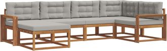vidaXL Conjunto De Sof&aacute;s De Exterior 6 Uds. Natural Y Gris Claro Vidaxl