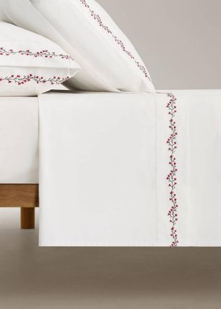 Mango Lenzuolo superiore percalle di cotone ricami culla bianco sporco - Home - 100x150cm - MANGO HOME