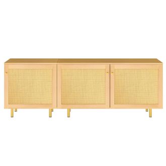 Urban Meuble Aparador de rat&aacute;n efecto madera con 3 puertas, 180x40x63cm