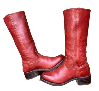 Generic Womens Retro Shoes Square Heel Square Head Knee-High Boots Wide Tube Solid Cowboy Boots