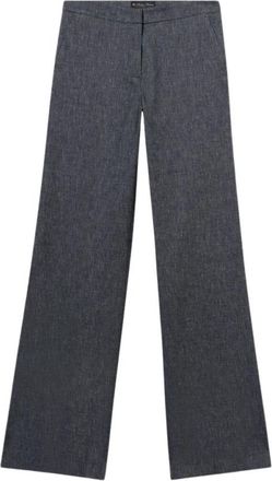 Brooks Brothers Straight Fit Katoen Linnen Twill Broek - Dames - Straight fit broeken - Blauw - L - Katoen - Broeken