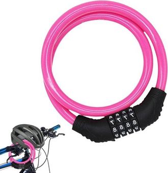 OEM Candado Para Patinete El&eacute;ctrico - Cadena Antirrobo - Seguridad Para Bicicleta - C&oacute;digo De 4 D&iacute;gitos - 65 Cm De Longitud - Rosa