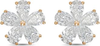 Diana M. Jewels 14kt Rose gold 6.00cts lab grown Pear shaped diamond flower cluster stud earrings