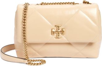 Tory Burch Small Kira Diamond Quilted Convertible Leather Shoulder Bag in Vanilla Soft Serve at Nordstrom