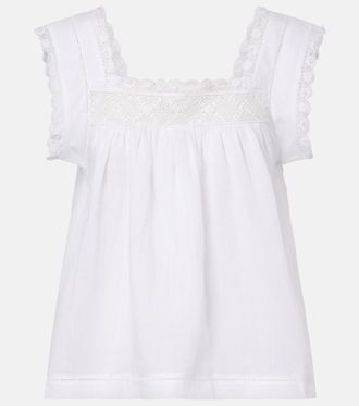 D&ocirc;en D&ocirc;en Aphra lace-trimmed ramie top