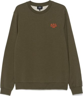 A.P.C. Felpa con stampa logo - Verde
