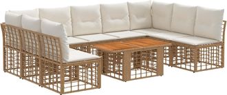 vidaXL Conjunto De Sof&aacute;s De Jard&iacute;n 10 Uds. Natural Y Crema Vidaxl