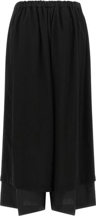Comme Des Gar&ccedil;ons Layered-Hem Wool Trousers - Black